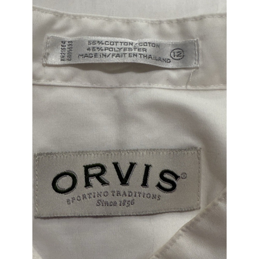 Orvis White Button Up Dress Shirt Size 12 Men's Long Sleeve‎  Cotton Blend - Picture 8 of 9